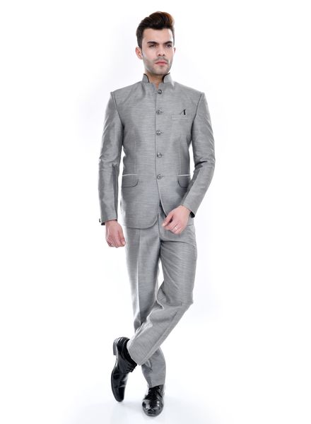 Suits Polyester Party Wear Regular fit Stand Collar Designer Self 2 Piece Suit Zed Club
